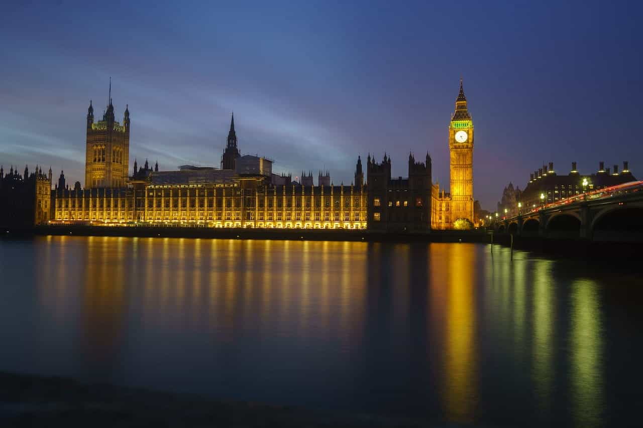The houses of parliament in London.
