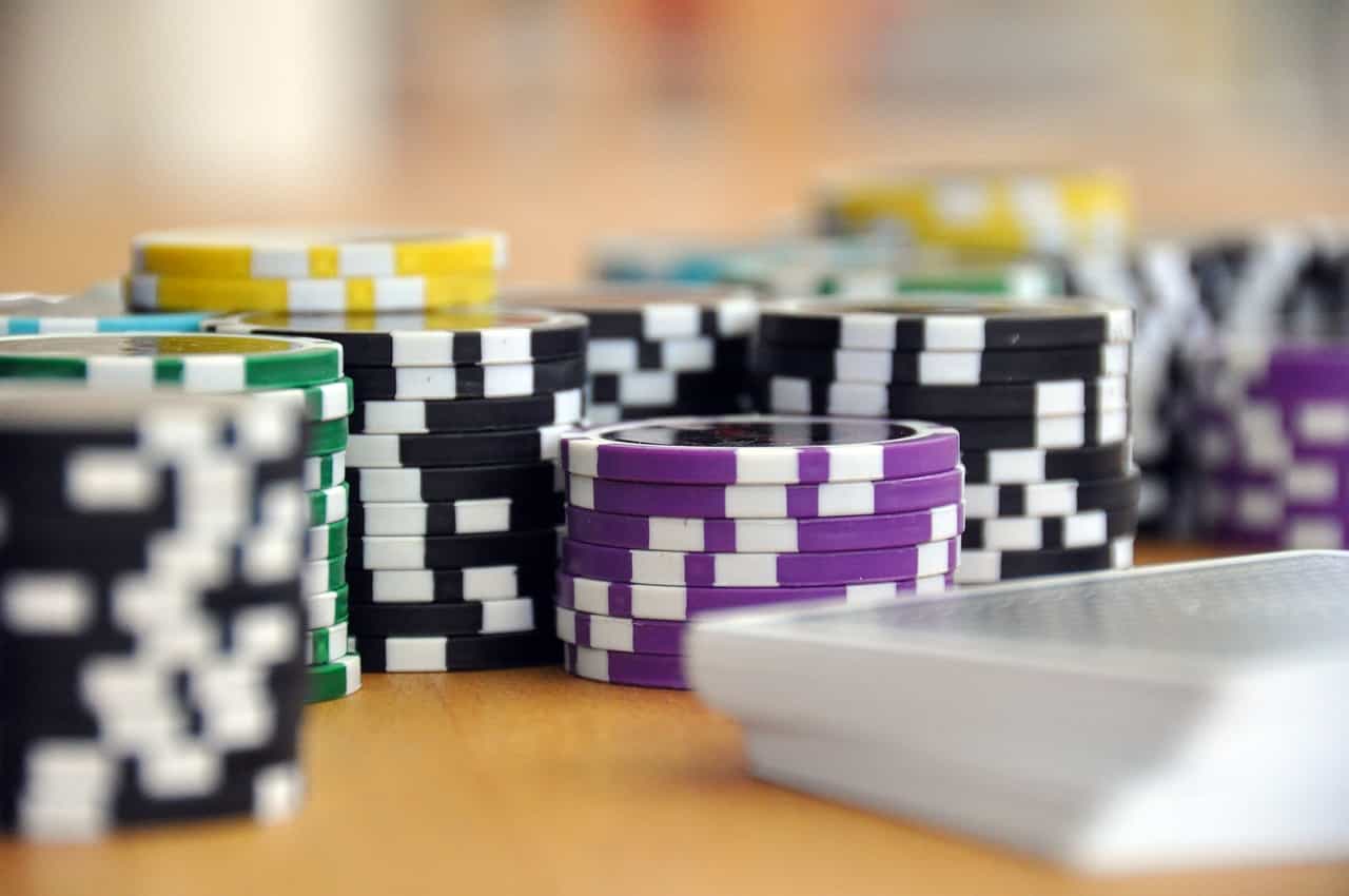 Casino chips on the table.